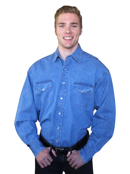 (image for) Men's Stonewashed Denim Classic Western Shirt