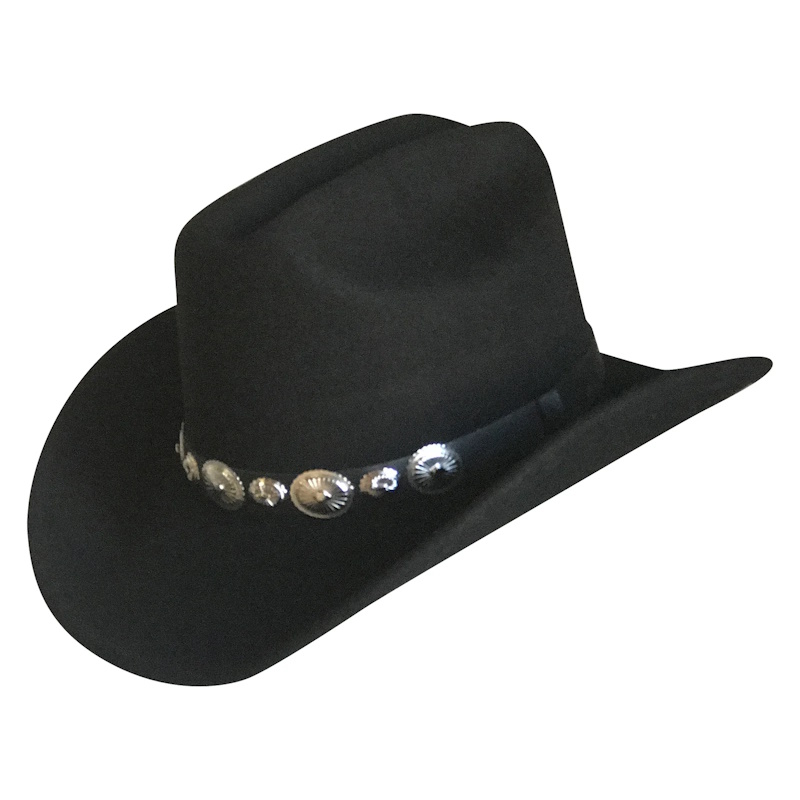 (image for) Crushable Black Felt Concho Western Cowboy Hat