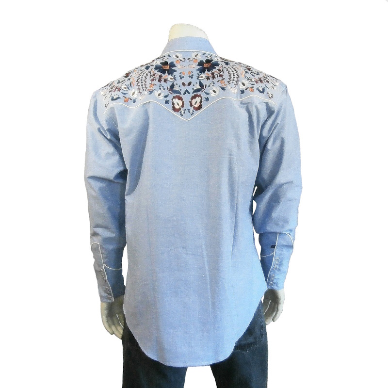 (image for) Rockmount Vintage Blue Floral Embroidery Western Shirt