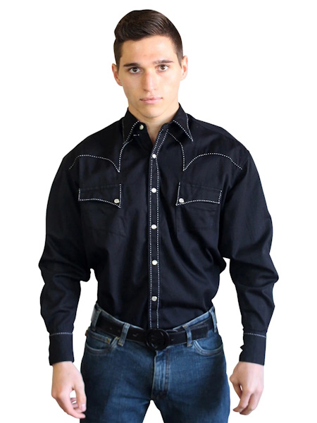 (image for) Men's Black Classic Quarter Horse Western Shirt