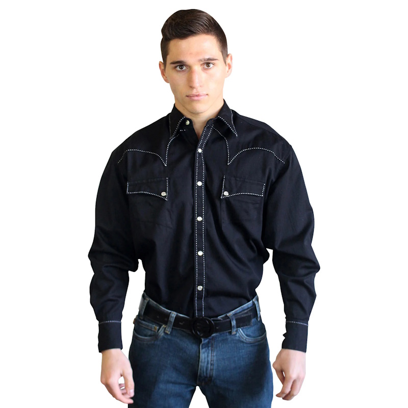 (image for) Men's Black Classic Quarter Horse Western Shirt