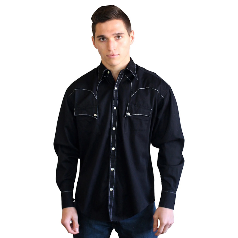 (image for) Men's Black Classic Quarter Horse Western Shirt