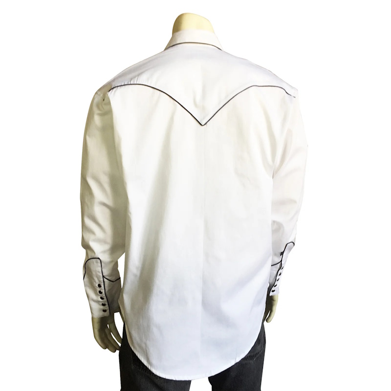 (image for) Men's Signature Solid White Western Shirt with Smile Pockets