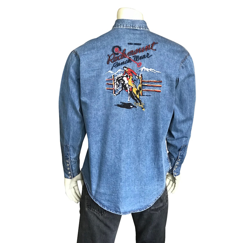 (image for) Rockmount Bronc Vintage Embroidery Denim Western Shirt