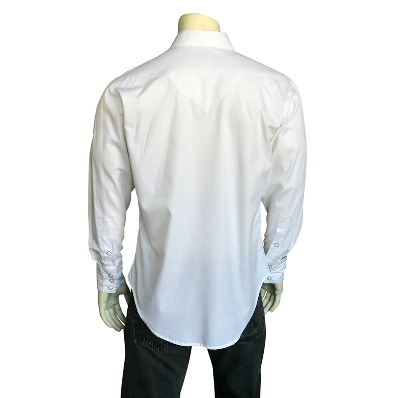 (image for) Men's White Pima Cotton Herringbone Western Shirt