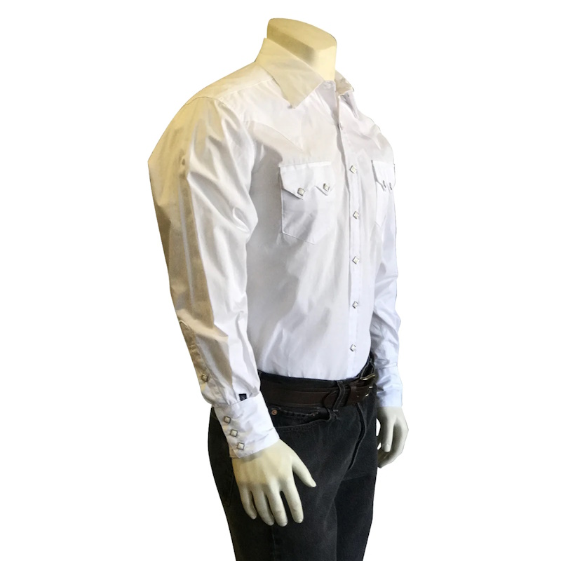 (image for) Men's Pima Cotton White Western Shirt with White Snaps