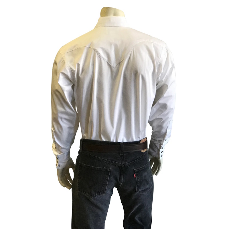 (image for) Men's Pima Cotton White Western Shirt with White Snaps