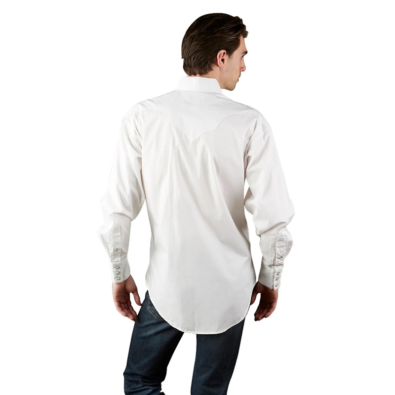 (image for) Men's Pima Cotton White Western Shirt with White Snaps