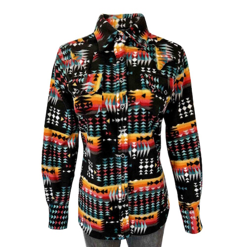 (image for) Native Pattern Fleece Western Shirt Black & Red