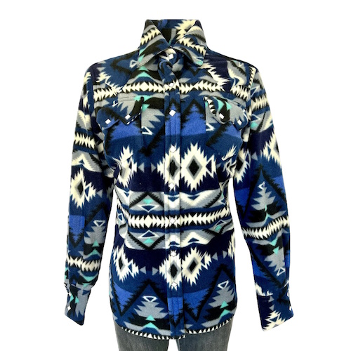 (image for) Native Pattern Fleece Western Shirt Blue & Black