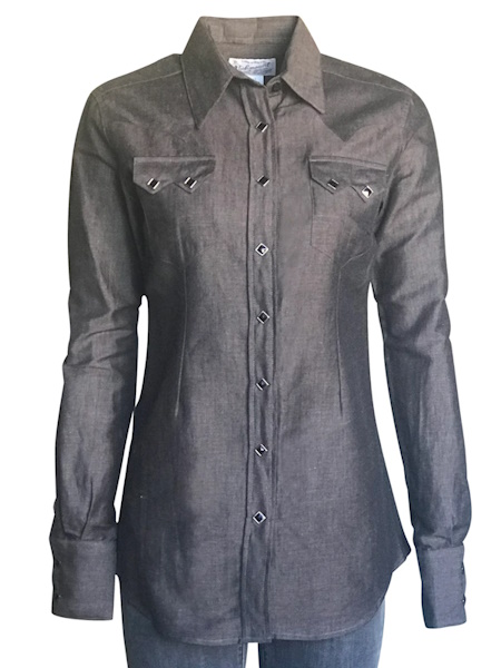 (image for) Women's Extra-Fine Cotton Black Chambray Western Shirt