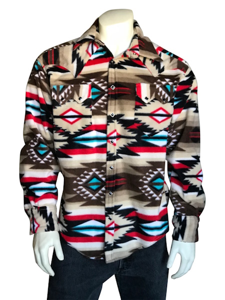 native-pattern-fleece-western-shirt-brown-6100brn-old-trading-post