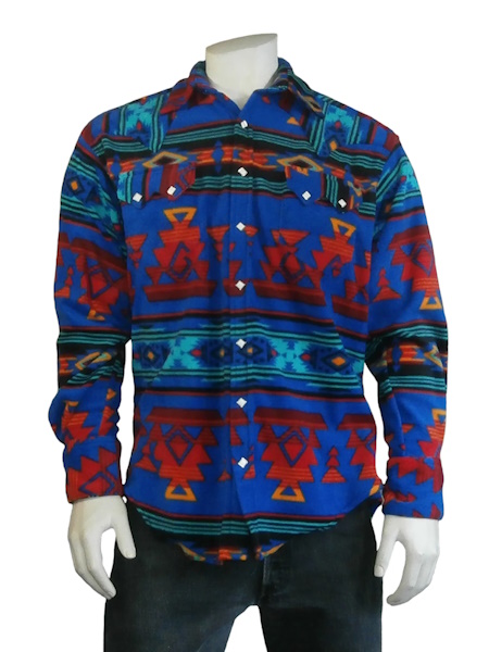 (image for) Native Pattern Fleece Shirt Blue & Red