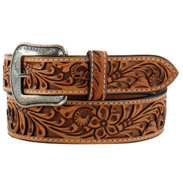 (image for) 1 7/8" Western Tooled Leather Belt Overlay