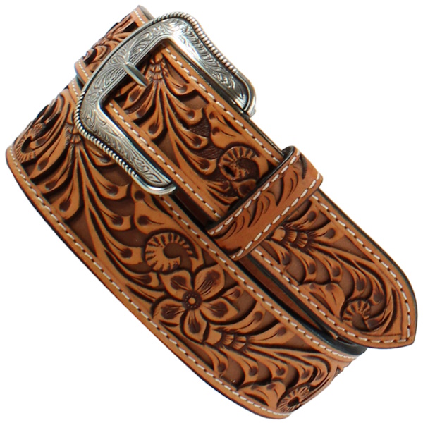 (image for) 1 7/8" Western Tooled Leather Belt Overlay