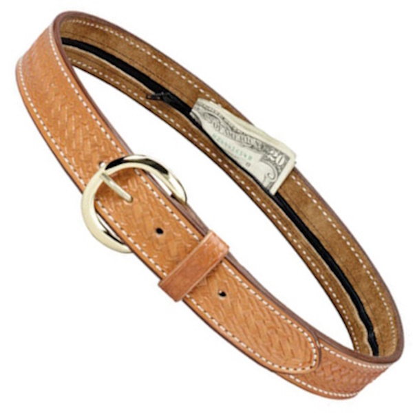 (image for) 1 1/2" Suede Lined Leather Money Belt