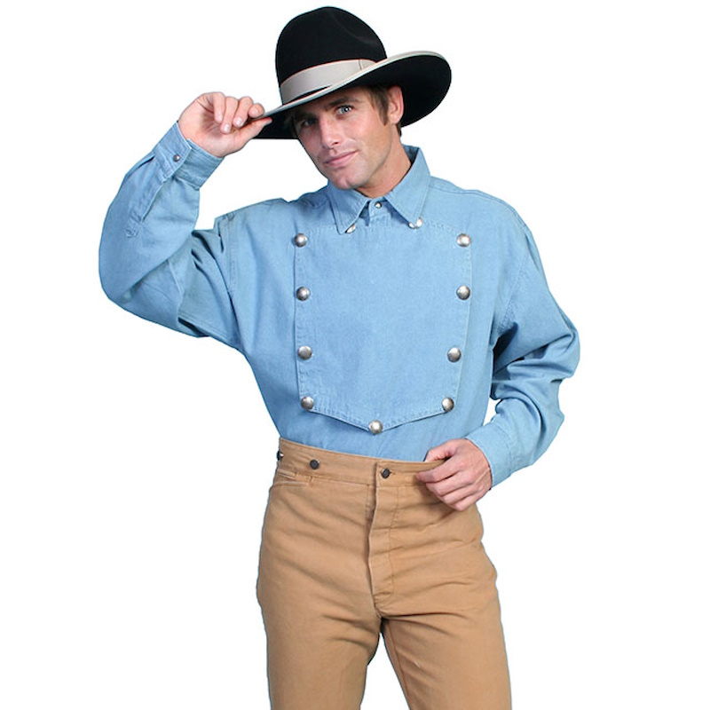 (image for) Heavy Brushed Cotton Twill Western Cowboy Bib Shirt