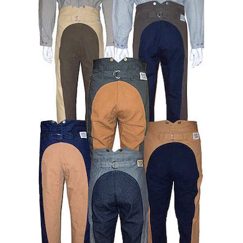 (image for) Cotton Canvas Saddle Seat Western Dungaree Trousers