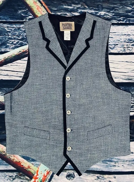 (image for) Dawson Western Cotton Blend Vest with Black Contrast Piping