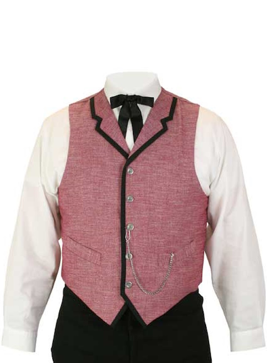 (image for) Dawson Western Cotton Blend Vest with Black Contrast Piping