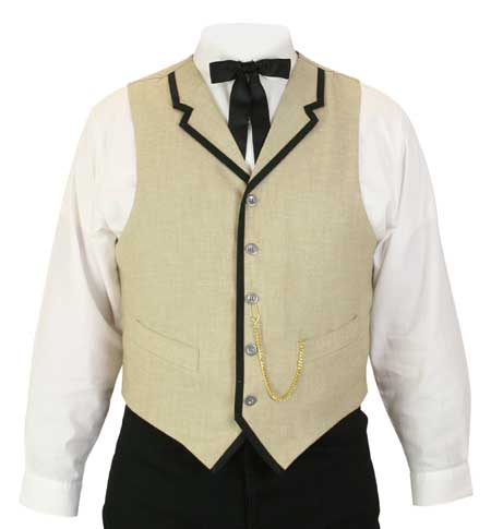 (image for) Dawson Western Cotton Blend Vest with Black Contrast Piping