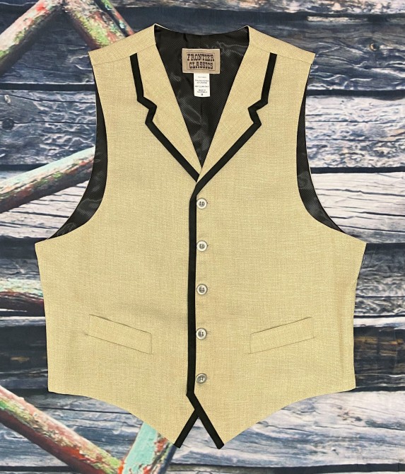 (image for) Dawson Western Cotton Blend Vest with Black Contrast Piping