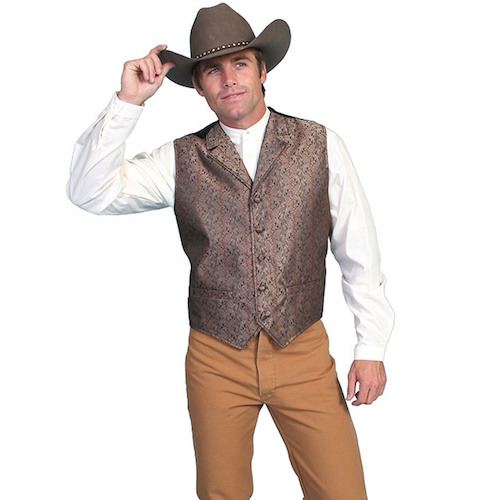 (image for) Classic Old West Style Vest Notched Lapels & Welt Pockets