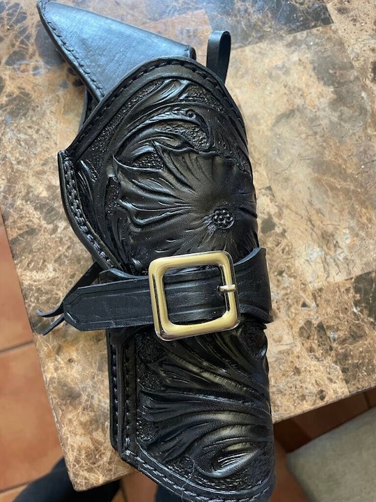 (image for) Western Hand Floral Carved Gun Belt with Single Holster