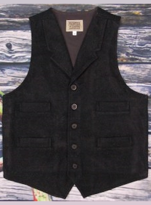 (image for) Western Wool Blend Cullen Vest Notch Lapels & Point Bottom