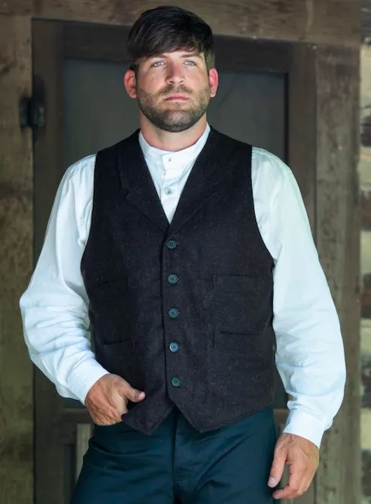 (image for) Western Wool Blend Cullen Vest Notch Lapels & Point Bottom