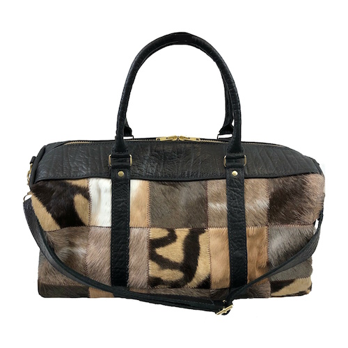 (image for) Mixed Hair On & Cape Buffalo Hide Leather Duffel / Duffle Bag